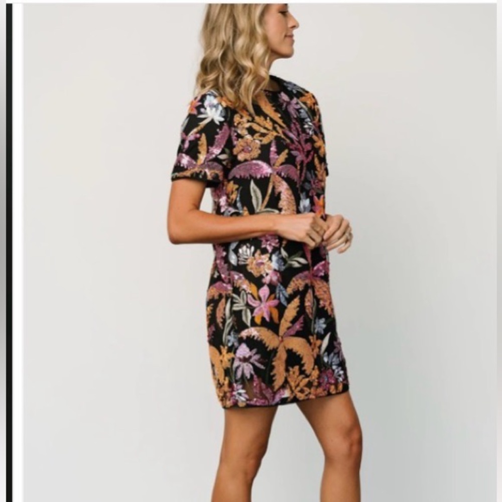 Baltic Born Patricia Short Floral  Dress Girls Night Out Mini Cocktail Party NWT